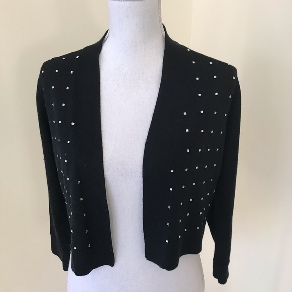 CALVIN KLEIN Size M black open cardigan with bling - Picture 1 of 8